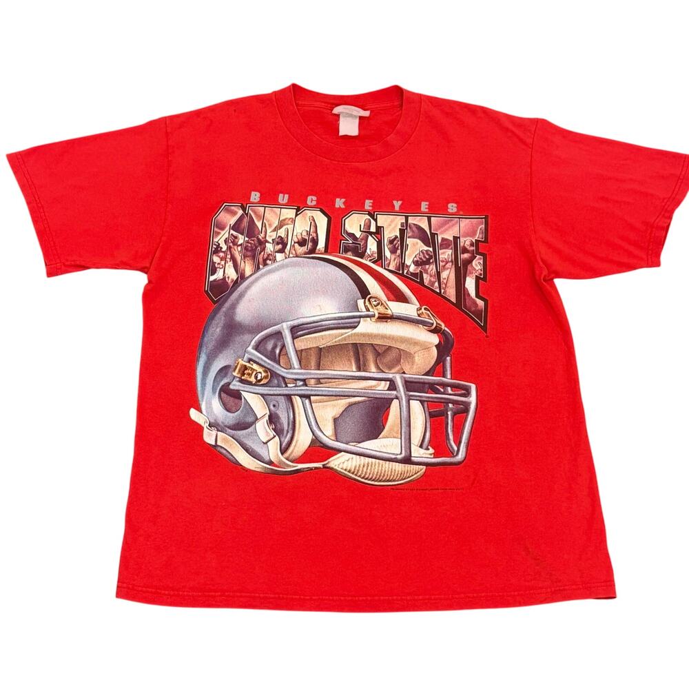 Vintage 90s Ohio State Buckeyes Football Helmet Graphic Tee Large